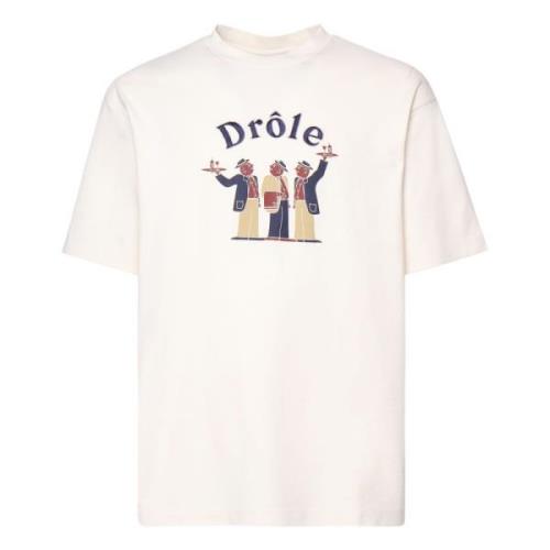 Drole de Monsieur Bomullst-shirt med främre tryck White, Herr