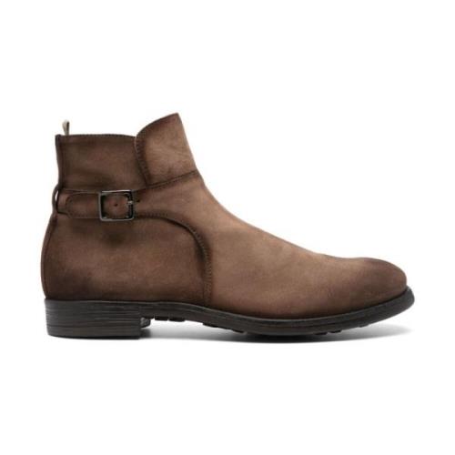 Officine Creative Brun Mocka Ankelboots med Spänndetaljer Brown, Herr