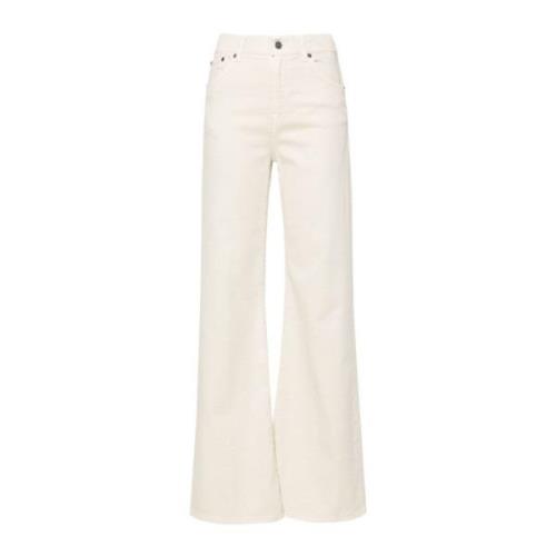 Dondup Ivory Vit Wide Leg Denim Jeans Beige, Dam