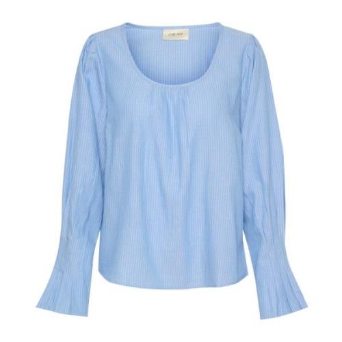 Cream Feminin Blå/Vit Randig Blus Blue, Dam