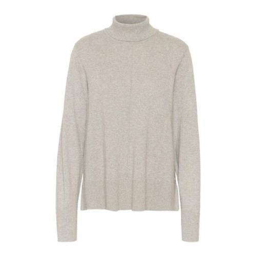 Cream Grå Melange Rollneck Pullover Tröja Gray, Dam