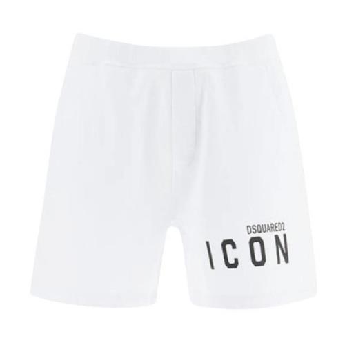 Dsquared2 Logo Bomullsshorts Made in Italy White, Herr