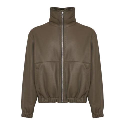 Fendi Shearling Läder Blouson Jacka Brown, Herr