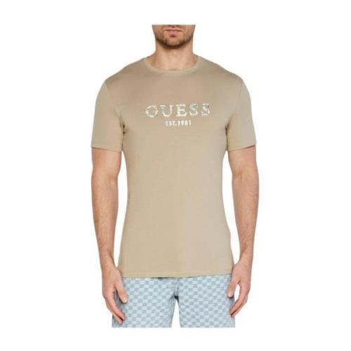 Guess Stretch Bomull T-shirt - Beige Beige, Herr