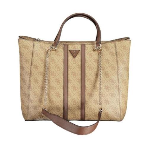 Guess Stilren Beige Handväska med Flera Fack Beige, Dam