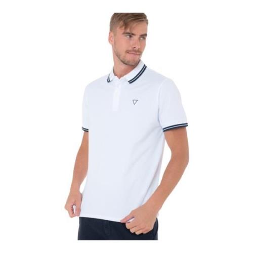 Guess Broderad logotyp slim fit polotröja White, Herr