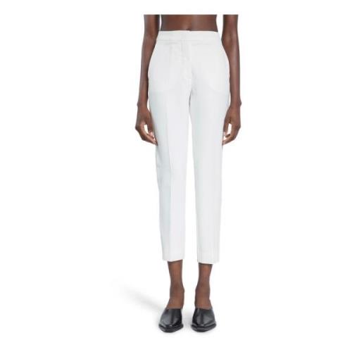 Max Mara Högmidjade Skinny Fit Cropped Byxor White, Dam