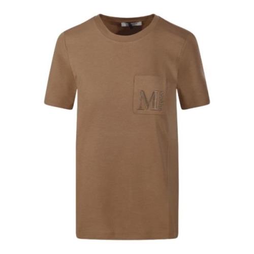 Max Mara Madera T-shirt Kamel Bomull Rund Hals Beige, Dam