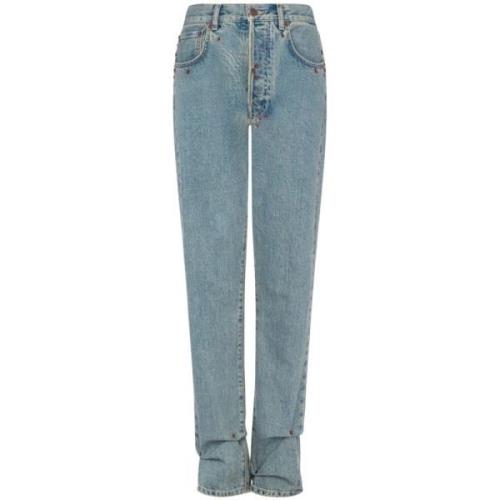 Moschino Blå High-Waisted Straight Leg Jeans Blue, Dam