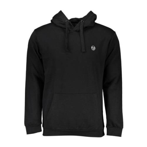 Sergio Tacchini Svart Broderad Huva Fleece Tröja Black, Herr