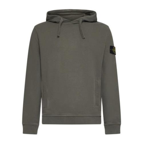 Stone Island Brun Bomullshoodie med Logo Badge Brown, Herr