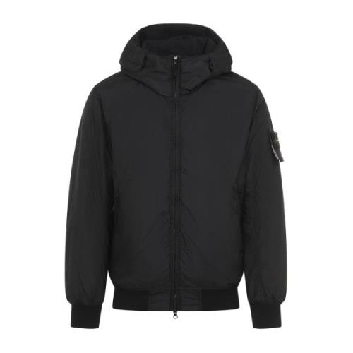 Stone Island Svart Vadderad Jacka Aw24 Black, Herr