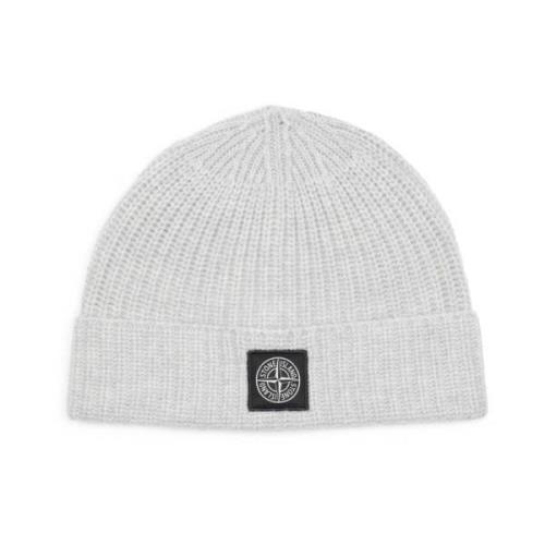 Stone Island Grå Melange Ull Beanie Mössa Gray, Herr