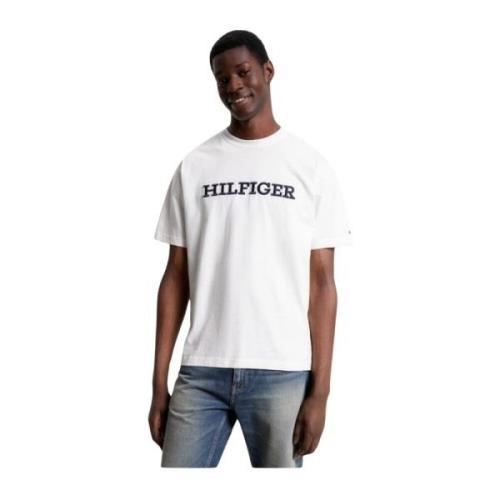 Tommy Hilfiger Broderad Logotyp T-shirt - Arkiv White, Herr