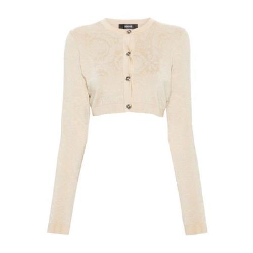 Versace Beige Stickat Aw24 Dammode Beige, Dam