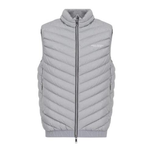 Armani Exchange Quiltad Ärmlös Väst med Dunfyllning Gray, Herr