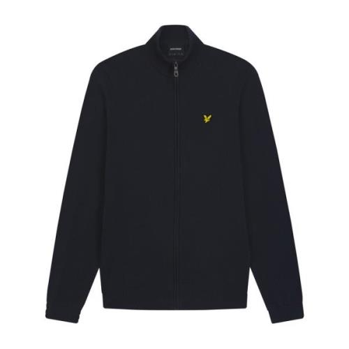 Lyle & Scott Zip Stickad Tröja Blue, Herr