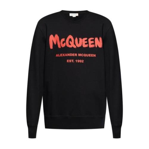 Alexander McQueen Svart Sweatshirt Aw24 Herrmode Black, Herr