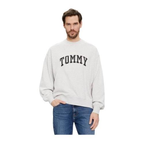 Tommy Jeans Broderad Logotyp Bomullströja - Grå Gray, Herr