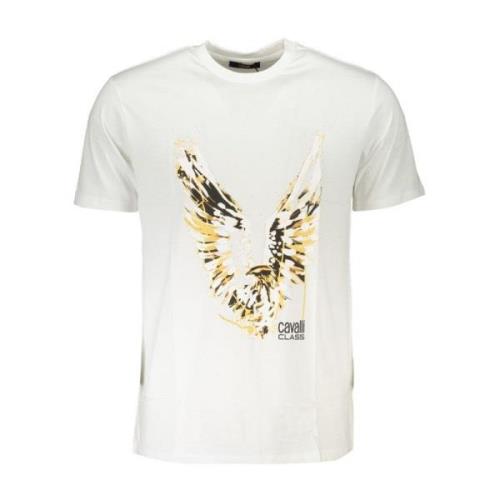 Cavalli Class Logo Print Bomull T-shirt White, Herr