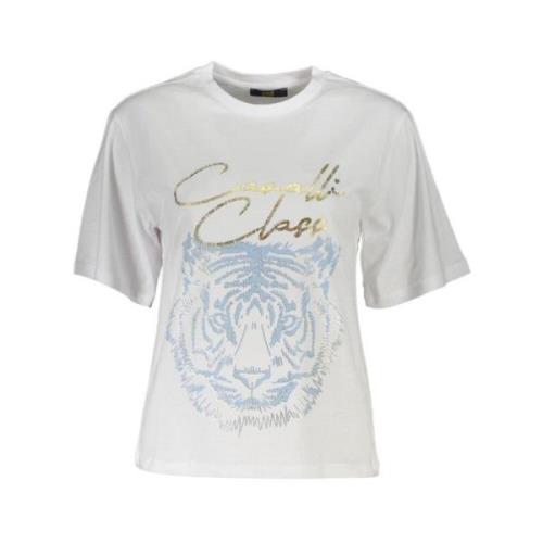 Cavalli Class Elegant vit tryckt tee White, Dam