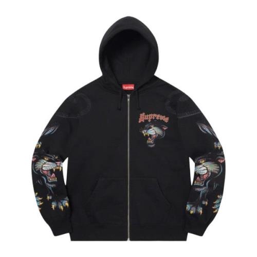 Supreme Svart Panther Dragkedja Hoodie Begränsad Upplaga Black, Herr