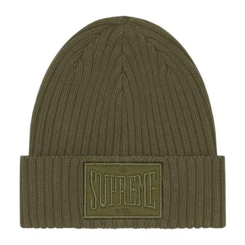 Supreme Begränsad upplaga Oliv Beanie med Patch Green, Unisex