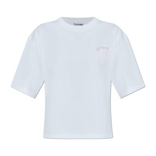 Ganni Oversize T-shirt White, Dam