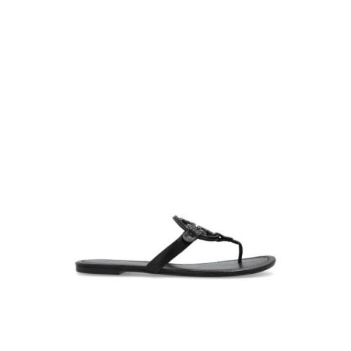 Tory Burch Läder Slides Black, Dam