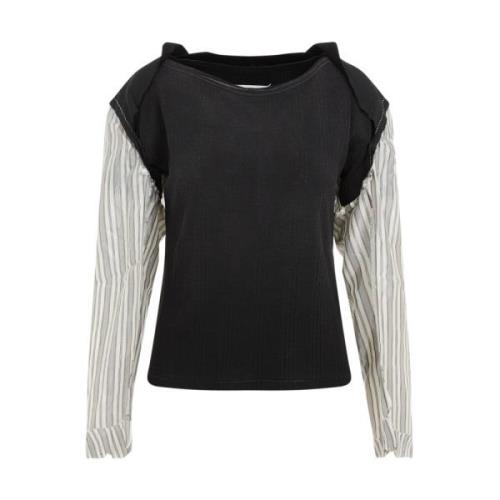 Maison Margiela Svart Bomull T-shirt med Unika Detaljer Black, Dam