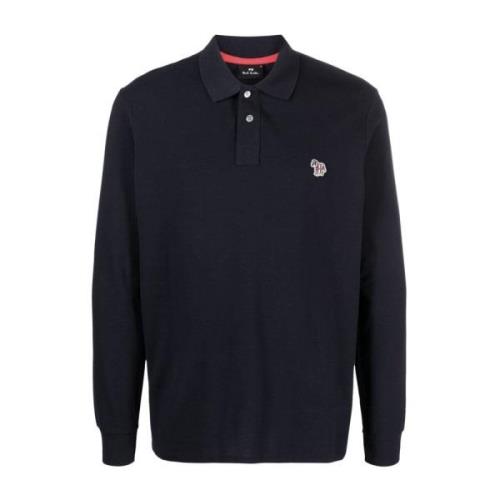 Paul Smith Blå Polo Tröja Logo Patch Blue, Herr