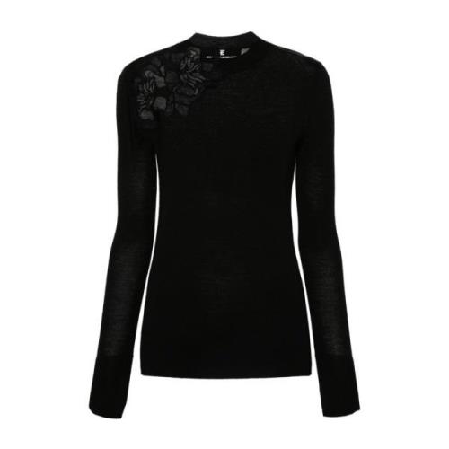 Ermanno Scervino Svart Blommig Spetsstickad Tröja Black, Dam