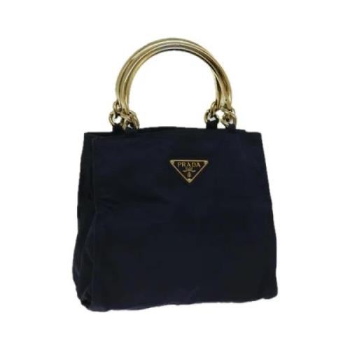 Prada Vintage Pre-owned Nylon handvskor Blue, Dam