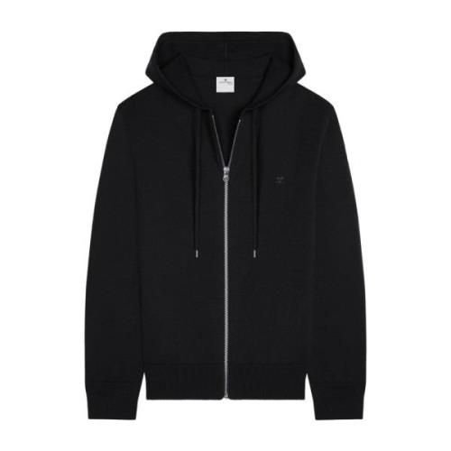 Courrèges Svart Merinoull Dragkedja Hoodie Black, Herr