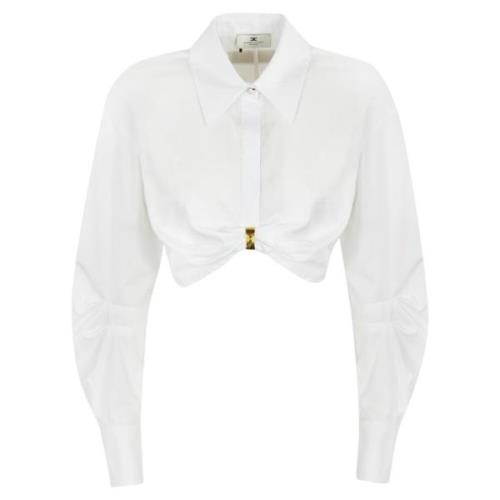 Elisabetta Franchi Vit Poplin Skjorta med Metall Detalj White, Dam