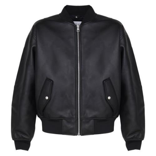 Calvin Klein Svart Ecoleather Bomberjacka Dragkedja Stängning Black, H...