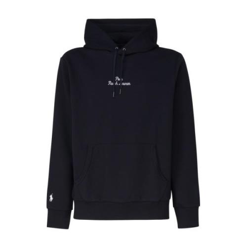 Ralph Lauren Svart Logobroderad Sweatshirt Hoodie Black, Herr