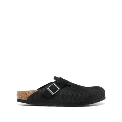 Birkenstock Svarta Mocka Sandaler Spänne-Slip-On Black, Herr