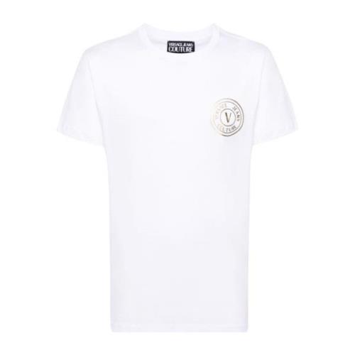 Versace Jeans Couture Avslappnad Bomull T-shirt för Män White, Herr