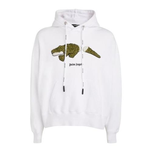 Palm Angels Vit Krokodil Hoodie White, Herr