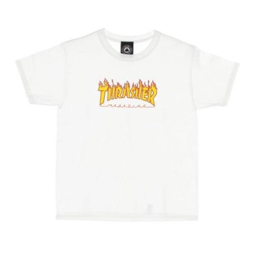 Thrasher Flame Tee Barn T-shirt Vit/Gul White, Unisex