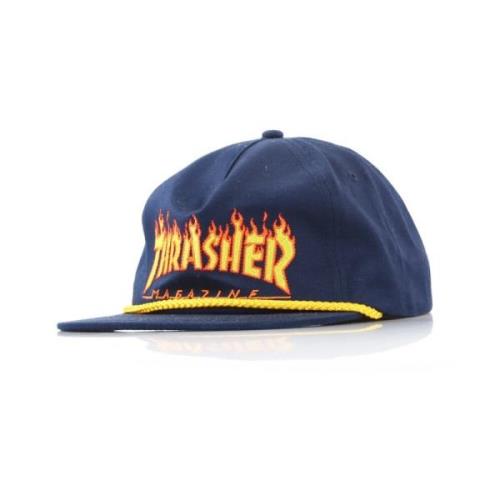 Thrasher Flame Rope Flat Skärm Keps Marinblå Blue, Unisex