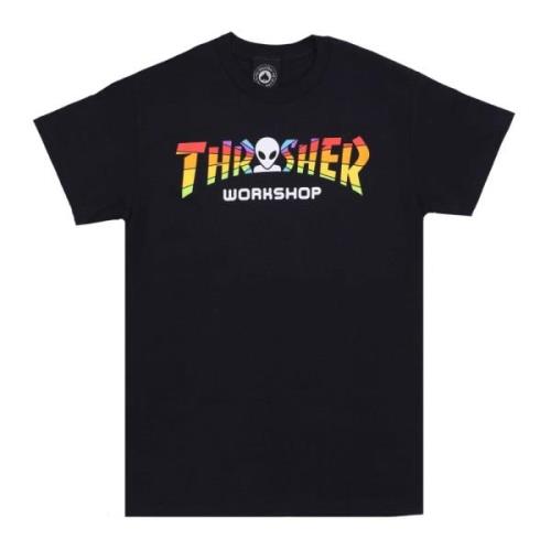 Thrasher Svart Herr Tee med Anpassad Logotyp Black, Unisex