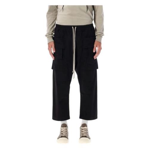 Rick Owens Svarta Cargo Byxor Creatch Aw24 Black, Herr