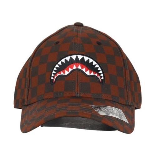 Sprayground Brun Rutig Broderad Hatt Brown, Unisex