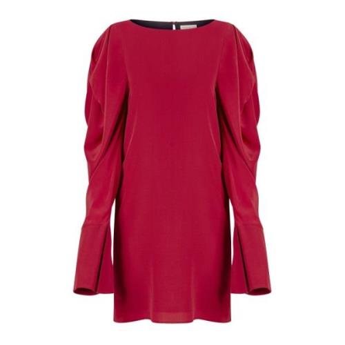 Nina Ricci Rosa Rynkad Ärm Mini Klänning Red, Dam