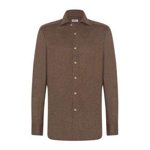 Kiton Lyxig Bomull Flanell Skjorta Beige, Herr