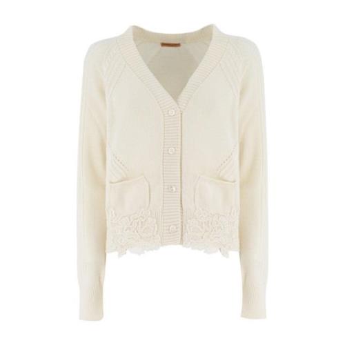 Ermanno Scervino Blommig Applikation Kofta White, Dam