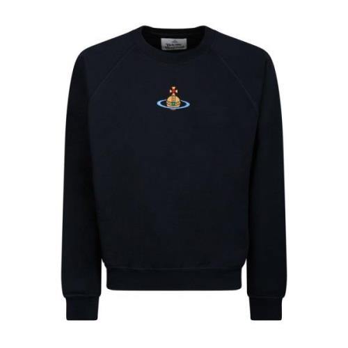 Vivienne Westwood Navy Orb Logo Sweatshirt Bomull Jersey Blue, Herr