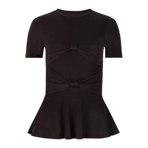 Nina Ricci Svart Peplum T-shirt med Bågdetalj Black, Dam